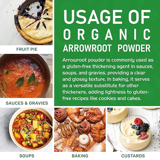 Jiva Organics Organic Arrowroot Flour (Powder) 8 Ounce Bag - Raw, Non-GMO, Gluten Free