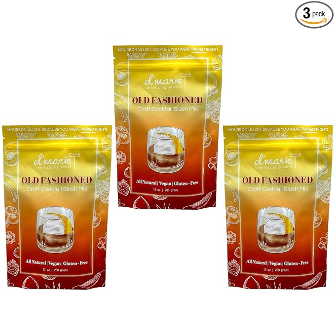Frozen Cocktail Drink Mix - Each Bag Makes 10 Old Fashioned Slushies - Drink Powder Pouches for Alcohol - All Natural Low Sugar Mixer, No Blender Needed, 3 Pack