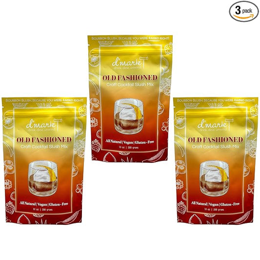 Frozen Cocktail Drink Mix - Each Bag Makes 10 Old Fashioned Slushies - Drink Powder Pouches for Alcohol - All Natural Low Sugar Mixer, No Blender Needed, 3 Pack