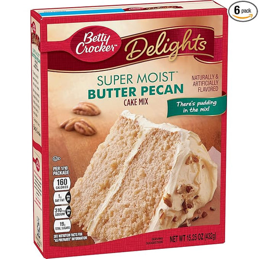 Betty Crocker Super Moist Butter Pecan Cake Mix, 6 ct, 15.25 oz