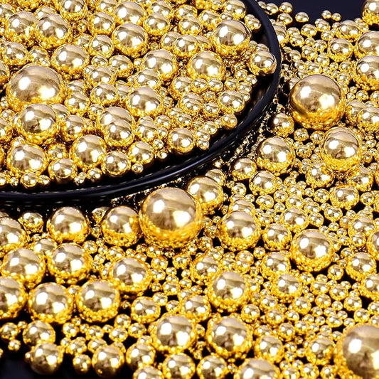 Gold Sprinkles for Cake Decorating, Pearl Sugar in Mix Sizes 130g/4.6oz, Baking Cupcakes, Donuts, Macarons Baking Toppings, Wedding Celebration Birthday Party Supplies