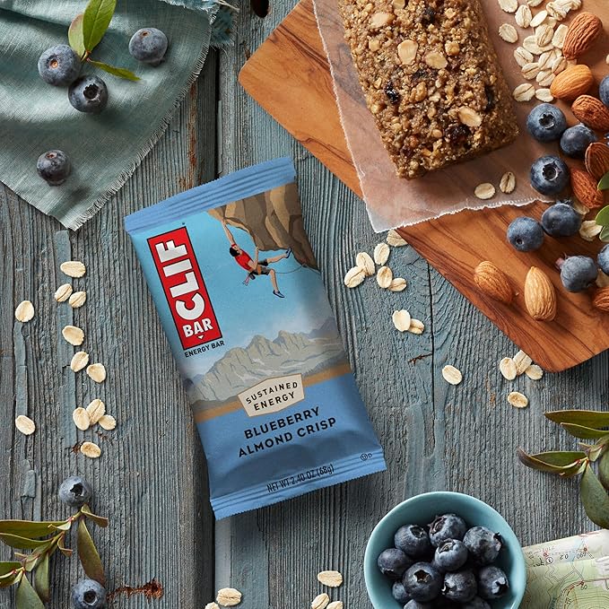 CLIF BAR - Blueberry Almond Crisp - Made with Organic Oats - Energy Bars - Non-GMO - Plant Based Protein Bars (10 Pack)