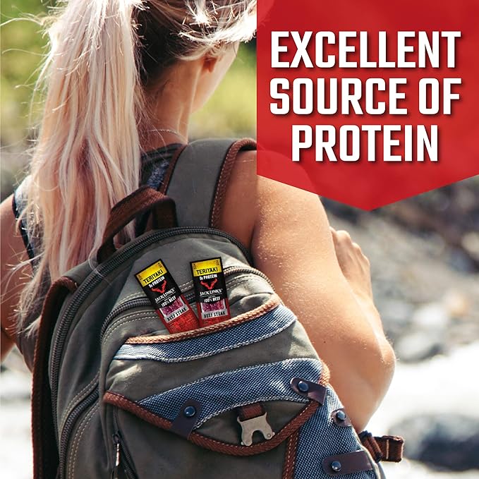 Jack Link's Beef Steak, Teriyaki - Protein Snacks, Meat Snack with 9g of Protein, Made with 100% Beef, Individually Wrapped Bulk Snack Pack, Keto Friendly - 1 Oz. (12 Count)