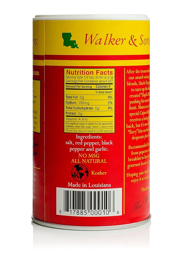Slap Ya Mama Cajun Seasoning from Louisiana, Hot Blend, No MSG and Kosher, 8 Ounce Can (Pack of 2)