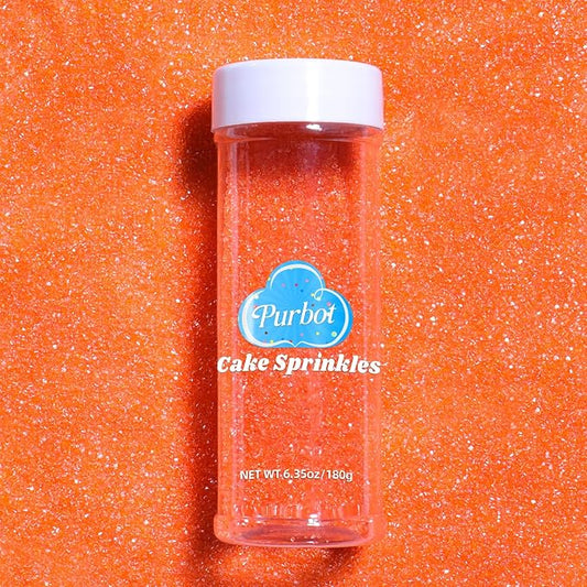 Orange Sprinkles Sanding Sugar, 6.35 Oz Edible Sparkling Sugar Crystals for Baking Cookies Ice Cream Cupcake Cake Decorations