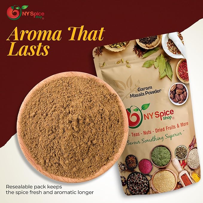 NY Spice Shop Garam Masala Spice Powder - 6 Ounce Premium Spice Blend - Garam Masala Seasoning - Aromatic Indian-Inspired Spices Blend with Coriander, Cumin & Cardamom - Great for Curries Meats & Rice