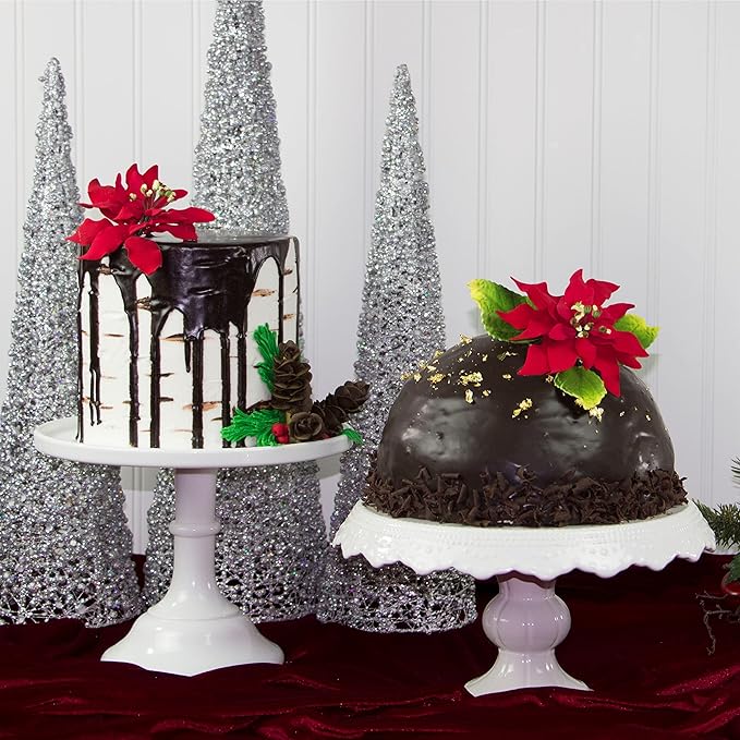 Global Sugar Art Poinsettia Sugar Cake Flowers, Fancy, Large Red, 3 Count by Chef Alan Tetreault. Perfect for Christmas Cake Decorations, Yule Logs, Gingerbread Houses, and more.