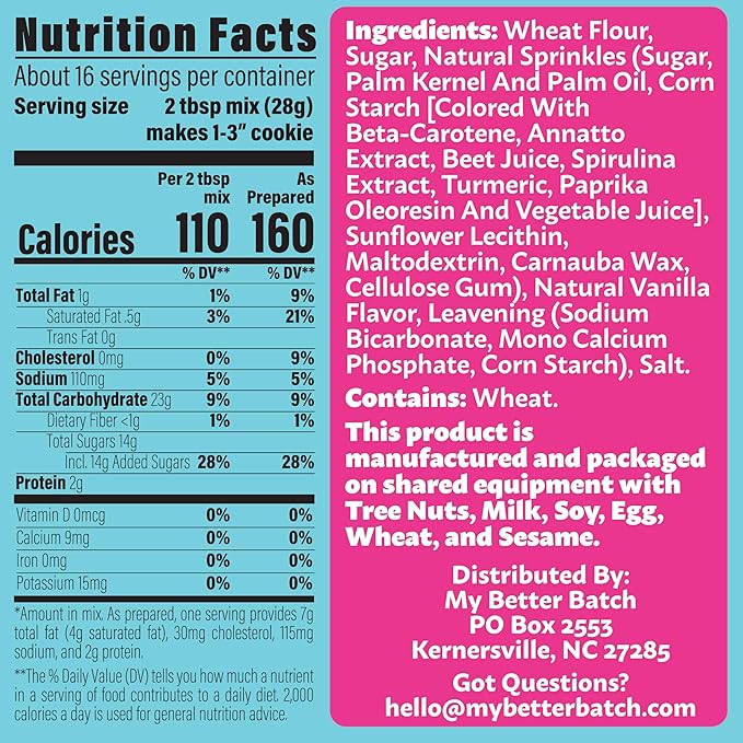 My Better Batch Celebration Cookie Mix, Gourmet Baking Mix for Homemade Taste, 4 Pack (Makes 64 Cookies Total)