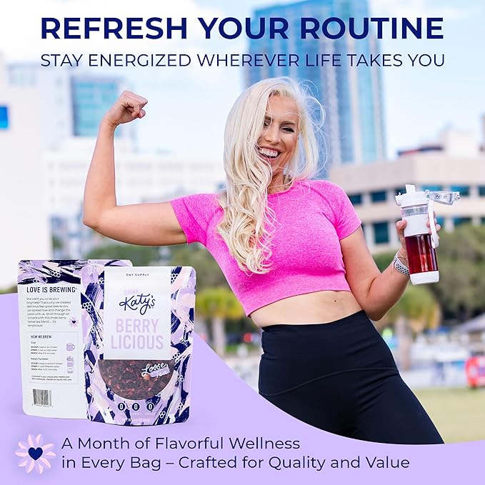 Katy?™s® Berrylicious Loose Leaf Tea | Hibiscus, Blueberry & Cranberry | Fruity Herbal Tea | Caffeine-Free Fruit Tea | Cold Brew or Hot | 30+ Cups | Antioxidant-Rich | Woman-Owned | 3oz Pouch