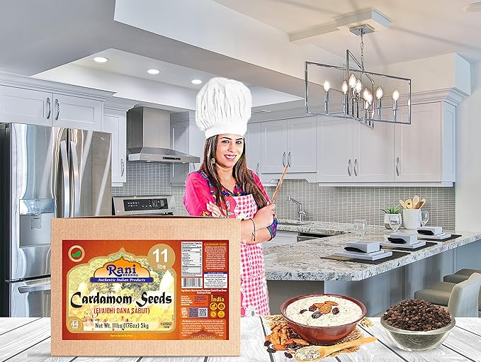 Rani Cardamom (Elachi) Decorticated Seeds Indian Spice 176oz (11lbs) 5kg Bulk Box ~ All Natural | Vegan | Gluten Friendly | NON-GMO | Kosher | Indian Origin