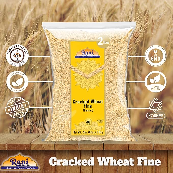 Rani Cracked Wheat Fine (Kansar/Bulgur Wheat#1) 32oz (2lbs) 908g ~ All Natural | Vegan | Gluten Friendly | NON-GMO |Kosher | Indian Origin