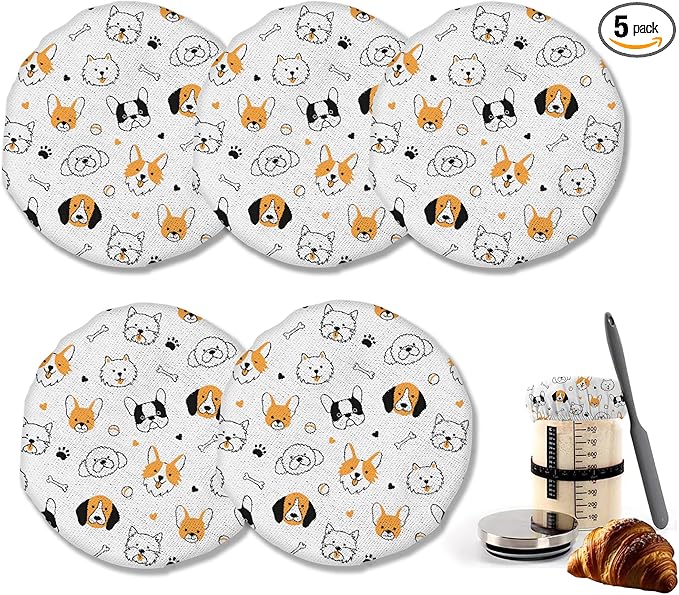 Cloth Covers for Sourdough Starter Jars, Cute Dog Bone Heat Preservation to Increase Fermentation for Bread Sewn Cloth Cover for Sourdough Starterç«? Packç«?,<div>