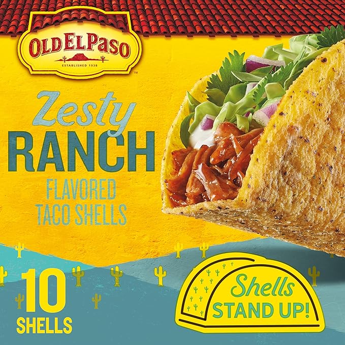 Old El Paso Stand ???Stuff Taco Shells, Zesty Ranch Flavored, Gluten Free Crunchy Corn Taco Shells, 10 Count, 5.4 oz (Pack of 6)