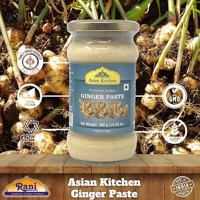 Asian Kitchen Ginger Cooking Paste 10.5oz (300g) Glass Jar ~ Vegan | Gluten Free | NON-GMO | No Colors | Indian Origin