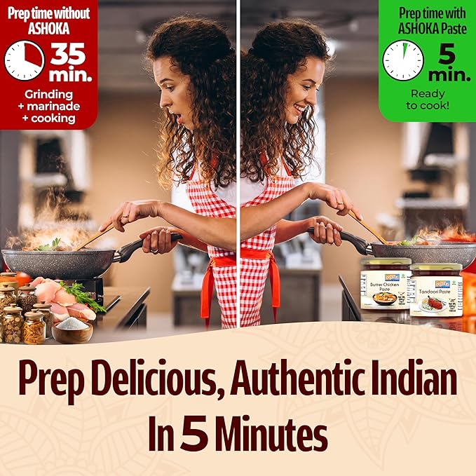 Ashoka Butter Chicken & Tandoori Paste Variety Pack | Vegan | Kosher | Gluten-Free | Easy-to -Use Curry Paste | Authentic Indian Since 1932 | Pack of 4