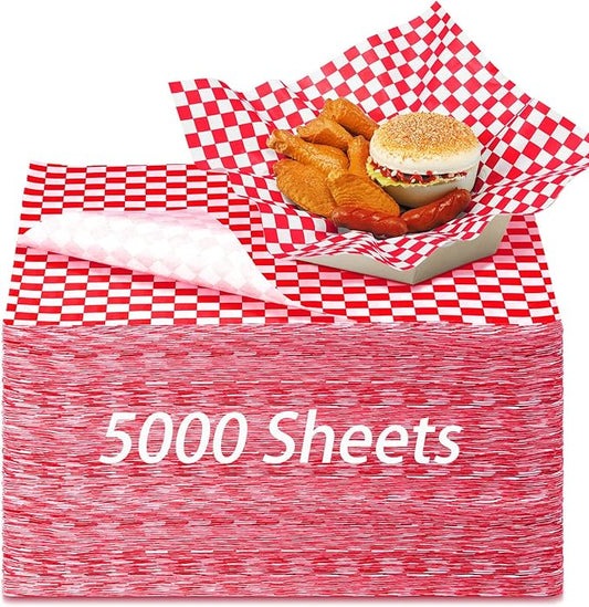 Sieral 5000 Sheets Sandwich Wrap Sheet 12 x 12 Inch Wax Paper Bulk Fast Food Basket Liners