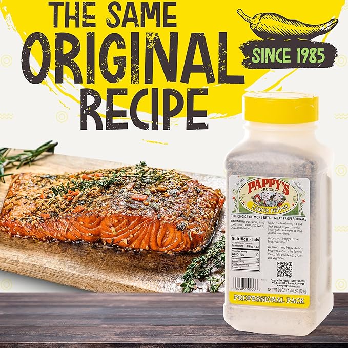 Pappy's Lemon Pepper - Zesty Seasoning for Grilled Chicken, Fish, Shrimp, Roasted Vegetables, and Salads | Perfect for Marinades, Rubs, and Baked Dishes