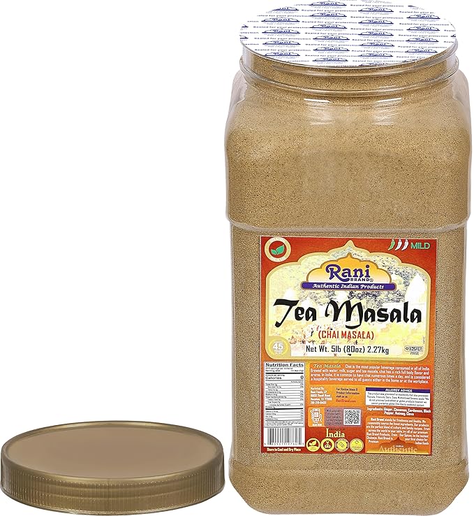 Rani Tea (Chai) Masala Indian Spice Blend 80oz (5lbs) 2.27kg Bulk PET Jar ~ All Natural | Vegan | Gluten Friendly | Salt & Sugar Free | NON-GMO | No Colors | Indian Origin
