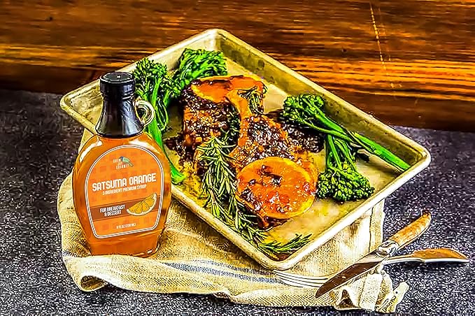 Green Jay Gourmet Satsuma Orange Syrup - 3 Ingredient Premium Breakfast Syrup with Fresh Orange, Cane Sugar & Lemon Juice - All-Natural, Non-GMO Pancake Syrup, Waffle Syrup & Dessert Syrup - 8 Ounces