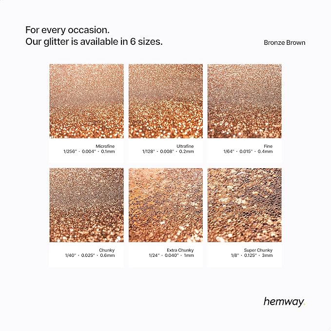 Hemway Premium Glitter Shaker - Bronze Brown | 125g Microfine Metallic Flake Sequins for Resin & Epoxy Crafts | Craft Supplies for Tumblers, Festival, Art