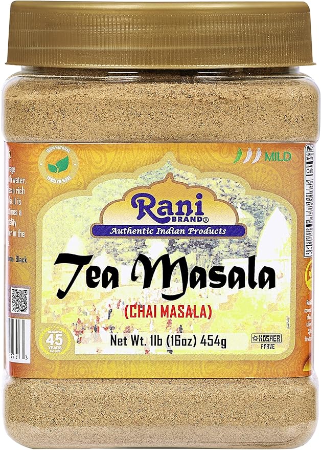 Rani Tea (Chai) Masala Indian Spice Blend 16oz (1lb) 454g Bulk PET Jar ~ All Natural | Vegan | Gluten Friendly | Salt & Sugar Free | NON-GMO | No Colors | Indian Origin