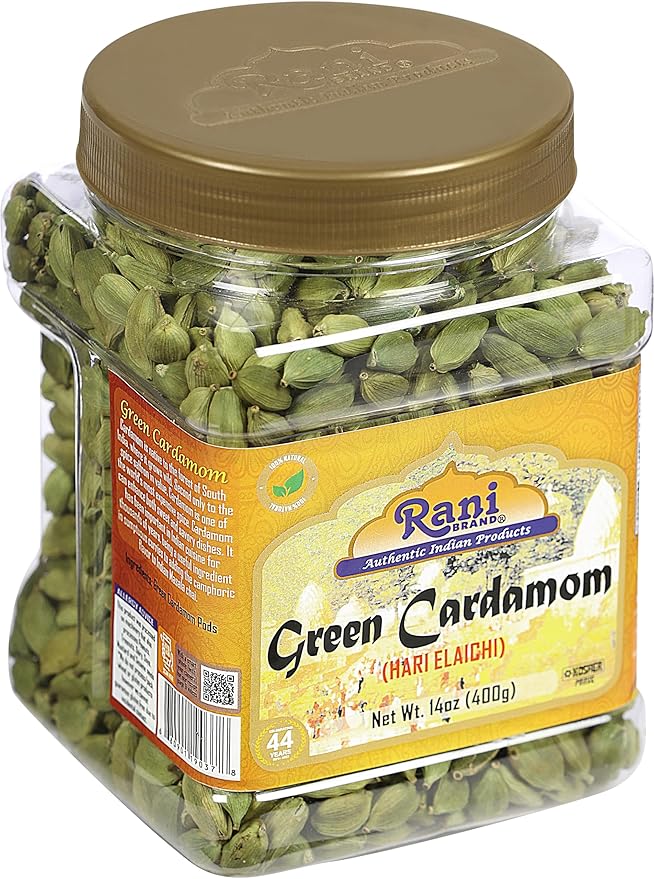 Rani Green Cardamom Pods Spice (Hari Elachi) 14oz (400g) PET Jar ~ All Natural | Vegan | Gluten Friendly | NON-GMO | Product of India
