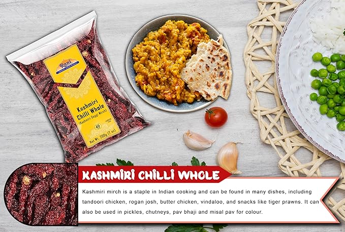 Rani Kashmiri Chilli Whole (Deggi Mirch, Low Heat) 7oz (200g) ~ Natural | Salt-Free | Vegan | No Colors | Gluten Friendly | NON-GMO | Kosher | Indian Origin