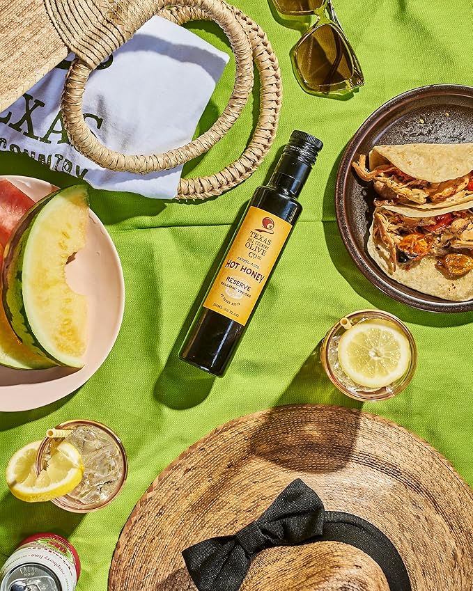 Hot Honey Balsamic Vinegar - Gourmet Barrel Aged Infused Balsamic Vinegar - Great for Dressing Dipping Glazing - No Artificial Flavors or Added Sugar - Made in Texas (8.5 Fl Oz)