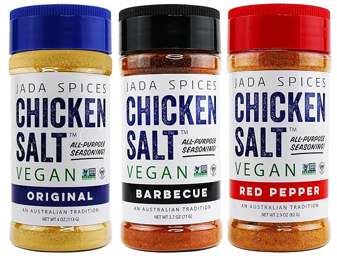 JADA Spices Chicken Salt Spice and Seasoning - Original, BBQ, Red Pepper - Vegan, Keto & Paleo Friendly - Perfect for Cooking, BBQ, Grilling, Rubs, Popcorn and more - Preservative & Additive Free