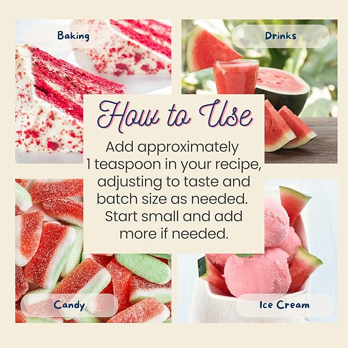 Natural Watermelon Extract - 2 oz - Water-Soluble - By Harvest Moon Delights - Watermelon Flavoring for Baking, Ice Cream, Drinks, and Candy - Sugar Free