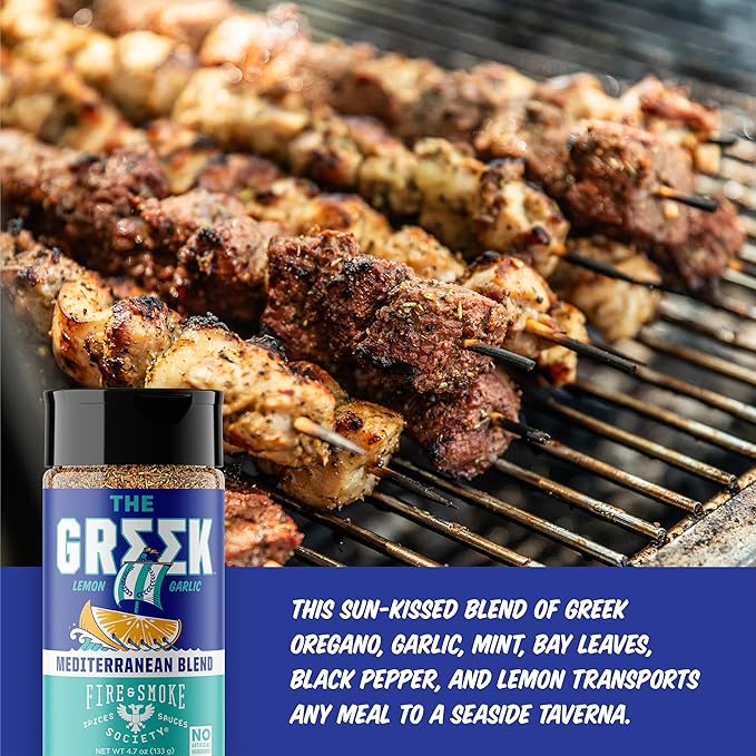 Fire & Smoke Society The Greek Seasoning Blend | Mediterranean Seasoning & Flavors for Fish, Shrimp, Lamb, Pork | M 4.7 oz