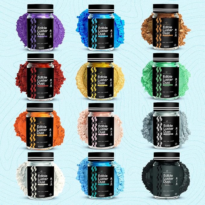 BeePoint Blue Edible Luster Dust 15g - Food Grade, Vibrant Color Shimmer Powdered Dust for Drinks, Cocktails, Cake Decorating, Baking, Chocolates, Candy, Sweets, & Cookies - Vegan & Gluten Free