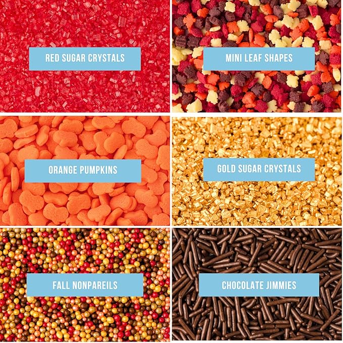 Sweets Indeed Sprinklefetti Fall 6-Cell Sprinkle Jar ??6 Assorted Fall Sprinkles (Pumpkins, Leaves, Sugar Crystals, Nonpareils, Jimmies) | Cupcake & Cake Decorations | 6.45 oz