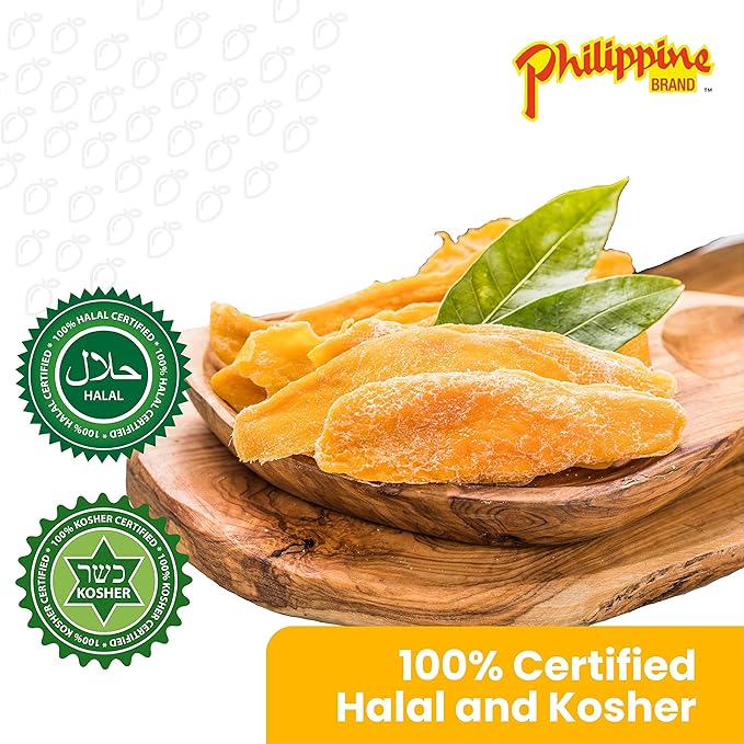 Philippine Brand Dried Mangoes Fruit Snacks (24 Pack)- All Naturally Gluten Free, Vegan, Hand-Selected Delicious Fresh Mangos from Philippines, Grab and Go Perfect for Office & School Food