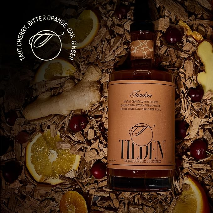 Tilden Tandem, Non-Alcoholic Cocktail, Vegan and No Sugar Added, Tart Cherry, Bitter Orange, American Oak, 750ml (Pack of 3)