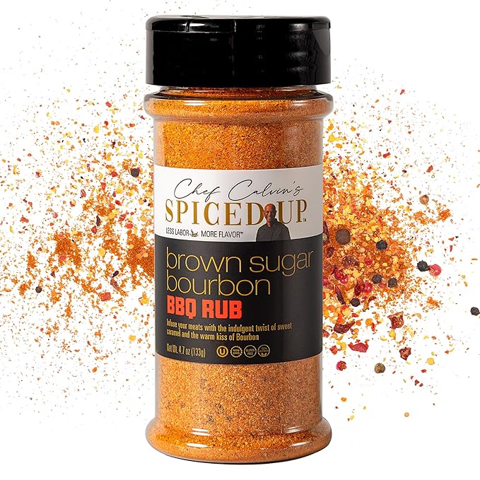Brown Sugar Bourbon Seasoning - BBQ Rubs And spices For grilling - Gourmet Barbecue Seasoning With Bourbon And Brown Sugar - Perfect for Ribs, Chicken, Pork And Brisket- Spiced Up By Chef Calvin