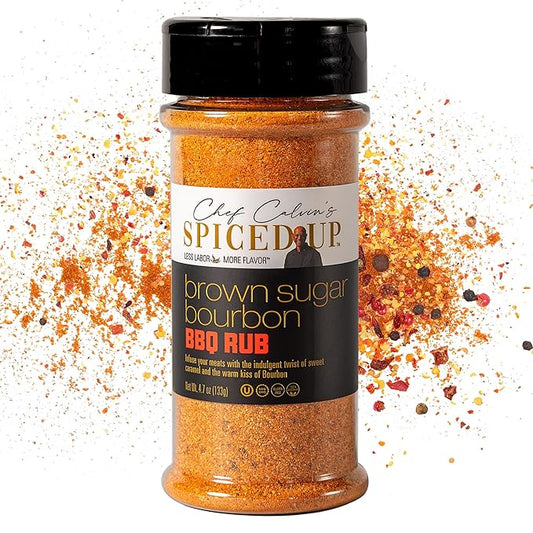 Brown Sugar Bourbon Seasoning - BBQ Rubs And spices For grilling - Gourmet Barbecue Seasoning With Bourbon And Brown Sugar - Perfect for Ribs, Chicken, Pork And Brisket- Spiced Up By Chef Calvin