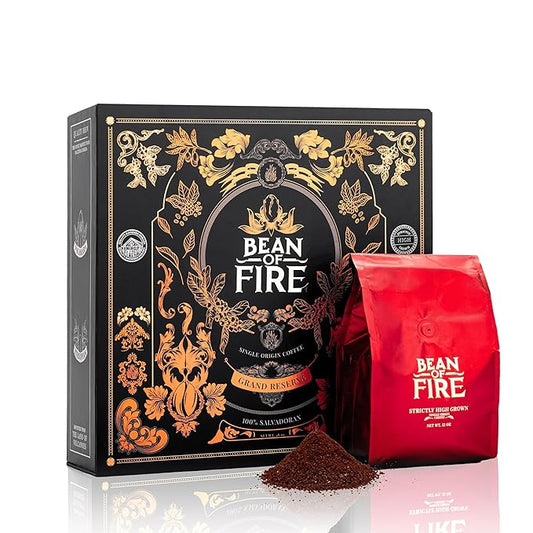 Bean of Fire Specialty Ground Coffee | Exotic Variety Box | 100% Made in El Salvador | Gourmet Quality | Medium Roast | 4 Premium Varieties | Luxury Coffee Gift | 48 oz