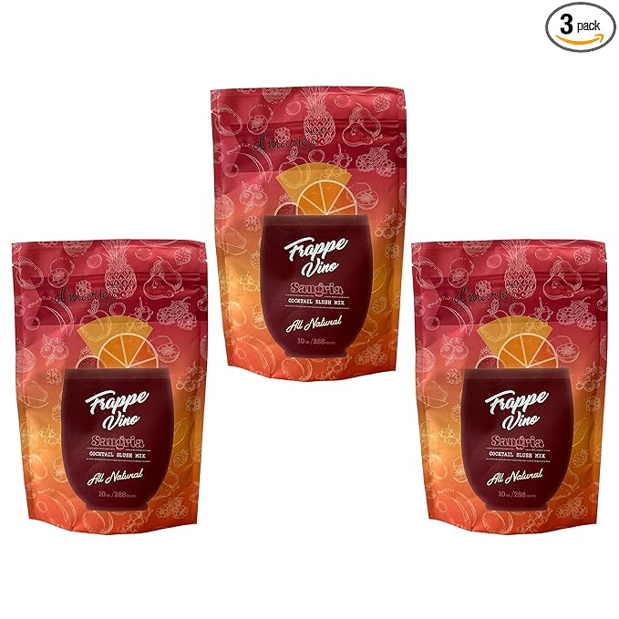 Frozen Cocktail Drink Mix Sangria - Each Bag Makes 10 Wine Slushies - Drink Powder Pouches for Alcohol - All Natural Low Sugar Mixer, No Blender Needed, 3 Pack