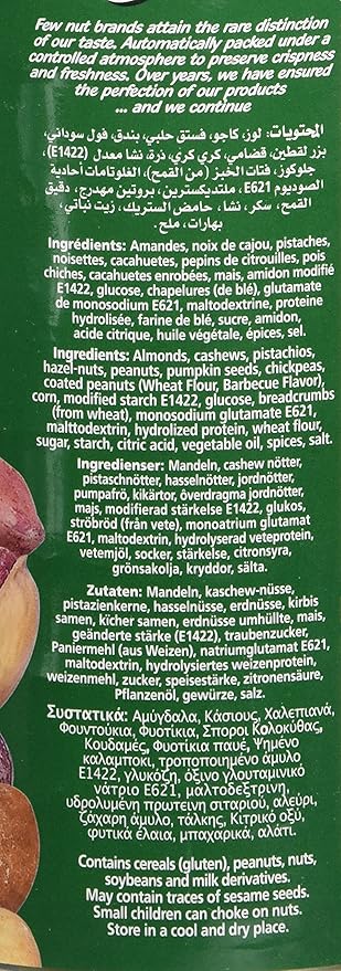 Castania BBQ Lebanese Mixed Nuts, Super Extra Mix with Pistachios, Almonds, Cashews, Hazelnuts, Peanuts, Pumpkin Seeds, Corn, and Chickpeas, 16oz