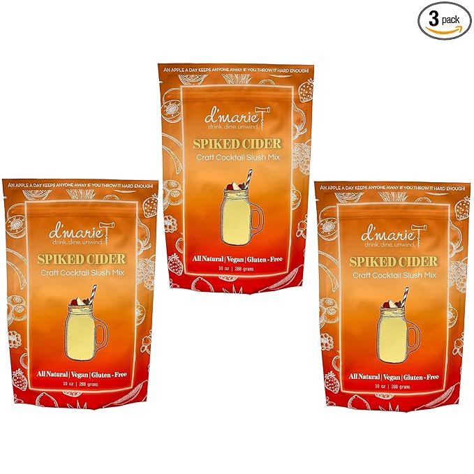 Frozen Cocktail Drink Mix - Each Bag Makes 10 Spiked Cider Slushies - Drink Powder Pouches for Alcohol - All Natural Low Sugar Mixer, No Blender Needed, 3 Pack