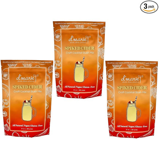 Frozen Cocktail Drink Mix - Each Bag Makes 10 Spiked Cider Slushies - Drink Powder Pouches for Alcohol - All Natural Low Sugar Mixer, No Blender Needed, 3 Pack