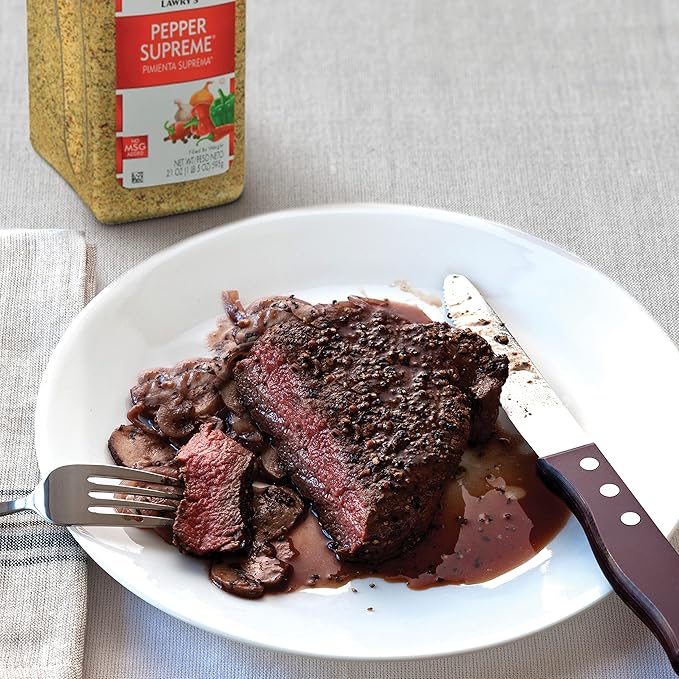 Lawry's Pepper Supreme Seasoning Blend, 21 oz - One 21 Ounce Container of Seven Pepper Seasoning Including Black, White and Red Pepper, Perfect on Steak, Chicken, Eggs, Vegetables and More