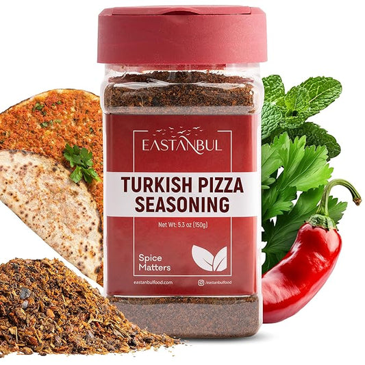 Eastanbul Pizza Seasoning, 5.3oz Turkish Pizza Seasoning, Lahmacun Spice Blend, Pide Spice Mix, Vegan-Friendly, Non-GMO Versatile