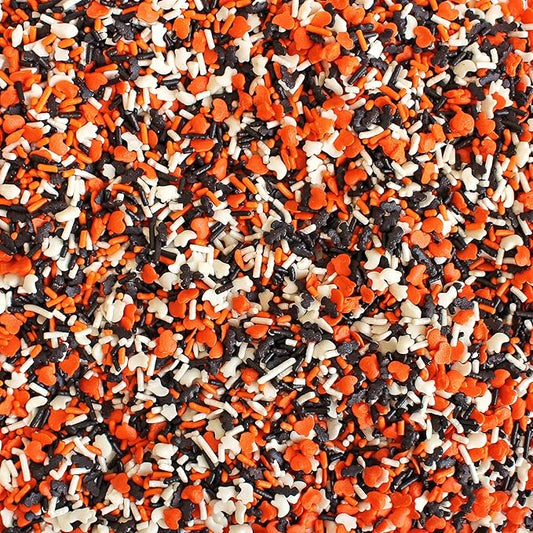 Sprinkle Pop Happy Halloween Sprinkles Mix| Bright Orange White Black Confetti Sprinkle with Pumpkins Ghosts Bats| Sprinkles Made in USA for Decorating Cakes Cupcakes Donuts Cookies Brownies, 4oz