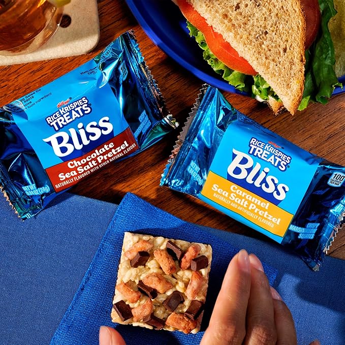 Rice Krispies Treats Bliss Crispy Marshmallow Squares, Snack Bars, Chocolate Sea Salt Pretzel (6 Boxes, 36 Bars)