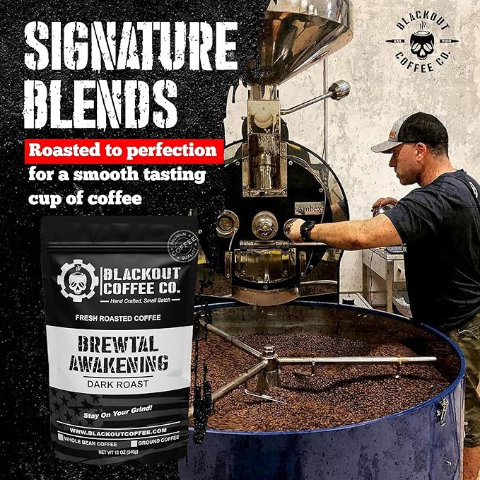 Blackout Coffee Brewtal Awakening Whole Bean Coffee ??Dark Roast, High Caffeine, Bold & Strong ??Freshly Roasted 12oz Bag, American Made