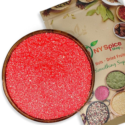 NY Spice Shop Red Sanding Sugar - 8 Ounce Sweet Colorful Edible Sprinkles For Candy Dish - Sugar Sprinkles For Cake Decorating Cookies Basket & Dishes
