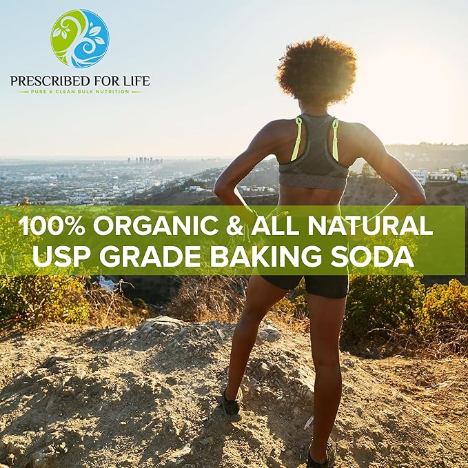 Prescribed For Life Sodium Bicarbonate Powder, Organic Aluminum Free Baking Soda, Bicarbonato de Sodio en Polvo, USP Grade (1kg / 2.2lb)