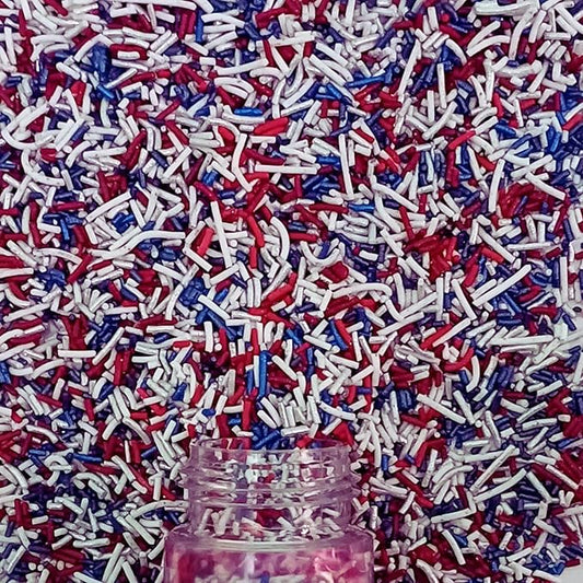 Confect Cake Mate Dessert Sprinkles ??Red, Navy Blue & White Vermicelli Sprinkles ??Edible Toppings for Cake Decorating, Cupcakes, Cookies & Ice Cream | Vegan, Gluten-Free, Soy-Free, Dairy-Free, Palm Oil-Free- 4.2 Oz